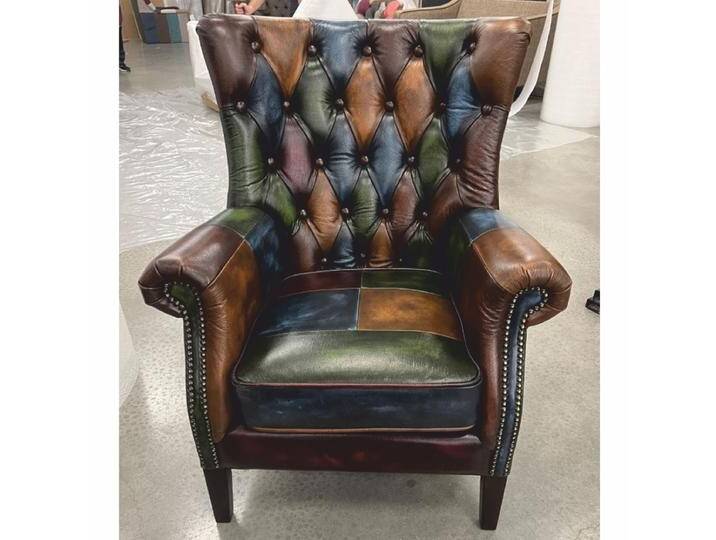 Casa Padrino Luxus Chesterfield Leder Patchwork Sessel Bunt / Dunkelbraun - Leder Möbel Casa Padrino Luxus Chesterfield Leder Patchwork Sessel Bunt / Dunkelbraun - Leder Möbel von Casa Padrino