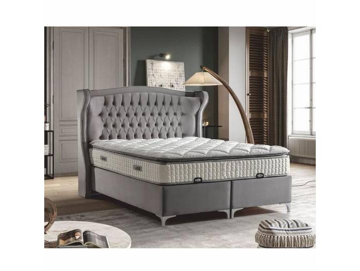 Casa Padrino Luxus Chesterfield Samt Doppelbett mit Matratze Grau / Silber - Verschiedene Größen,Grösse Casa Padrino Luxus Chesterfield Samt Doppelbett mit Matratze Grau / Silber - Verschiedene Größen,Grösse von Casa Padrino