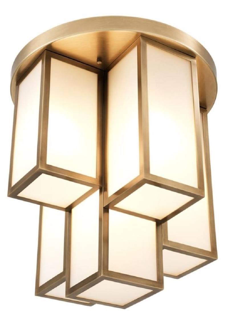Casa Padrino Luxus Deckenleuchte Antik Messingfarben / Weià à 50 x H. 53,5 cm - Luxus Qualität Casa Padrino Luxus Deckenleuchte Antik Messingfarben / Weià à 50 x H. 53,5 cm - Luxus Qualität von Casa Padrino