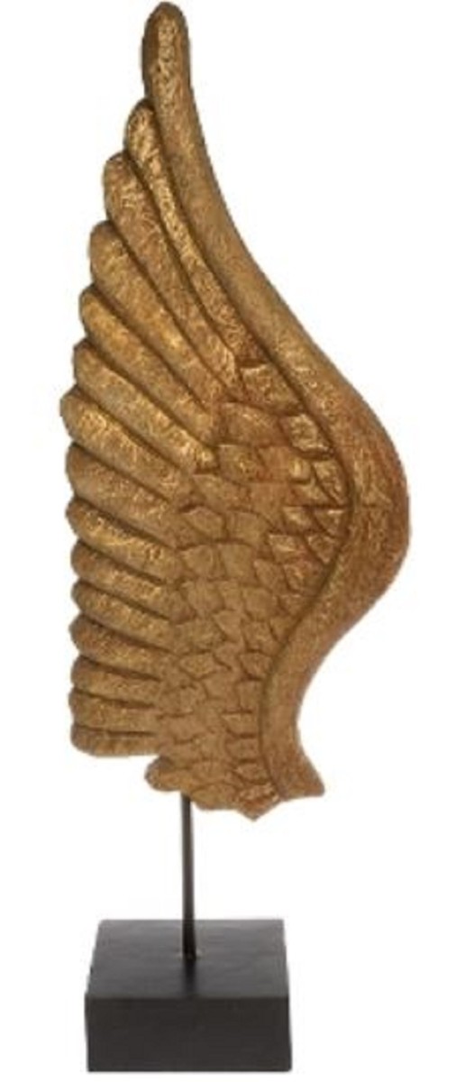 Casa Padrino Luxus Deko Holz Flügel mit Sockel Naturfarben / Schwarz 24 x 13 x H. 66 cm - Deko Accessoires Casa Padrino Luxus Deko Holz Flügel mit Sockel Naturfarben / Schwarz 24 x 13 x H. 66 cm - Deko Accessoires von Casa Padrino