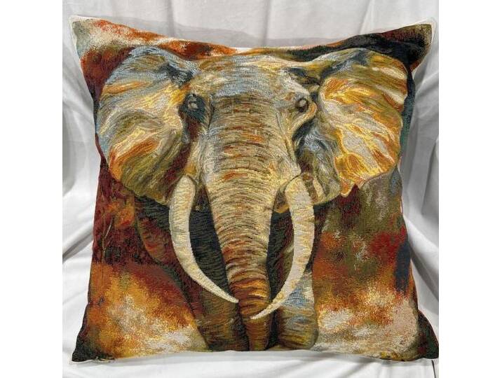 Casa Padrino Luxus Deko Kissen Elefant Mehrfarbig 45 x 45 cm - Bedrucktes Zierkissen mit edlem Gobelin Stoff - Luxus Deko Accessoires von Casa Padrino