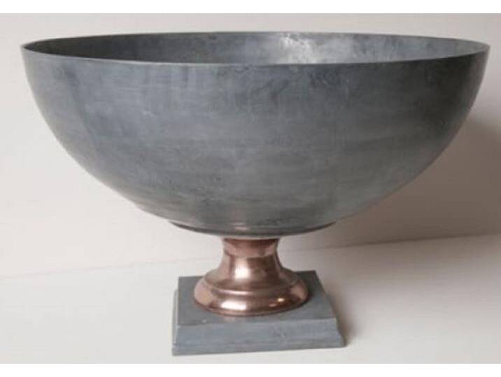 Casa Padrino Luxus Deko Schüssel Grau / Kupferfarben Ø 69 x H. 44 cm - Runde Aluminium Schüssel mit Sockel von Casa Padrino