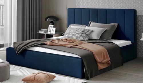 Casa Padrino Luxus Doppelbett mit Matratze Blau - Verschiedene Größen, Grösse:160 x 200 cm von Casa Padrino