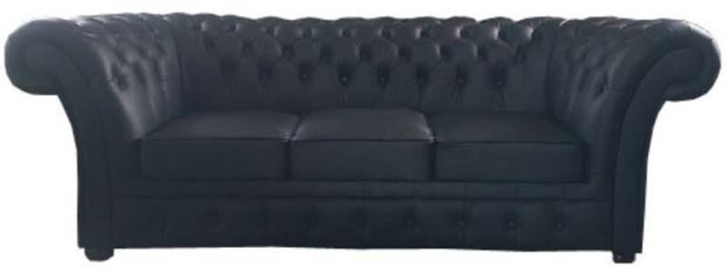 Casa Padrino Luxus Echtleder 3er Sofa Schwarz 210 x 90 x H. 80 cm - Chesterfield Möbel Casa Padrino Luxus Echtleder 3er Sofa Schwarz 210 x 90 x H. 80 cm - Chesterfield Möbel von Casa Padrino