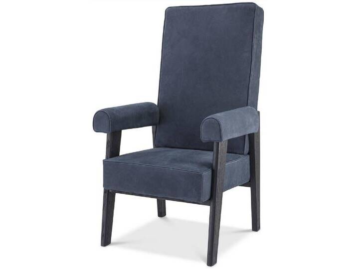 Casa Padrino Luxus Echtleder Hochlehnsessel Blau / Schwarz 70 x 78 x H. 123 cm - Wohnzimmer Sessel mit edlem Büffelleder - Luxus Möbel Casa Padrino Luxus Echtleder Hochlehnsessel Blau / Schwarz 70 x 78 x H. 123 cm - Wohnzimmer Sessel mit edlem Büffelleder - Luxus Möbel von Casa Padrino