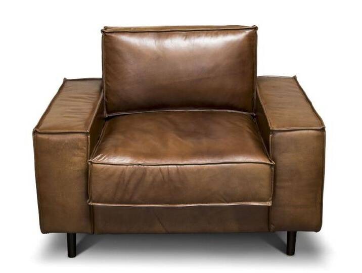 Casa Padrino Luxus Echtleder Lounge Sessel Vintage Leder Braun - Luxus Wohnzimmer Sessel Möbel Büffelleder von Casa Padrino