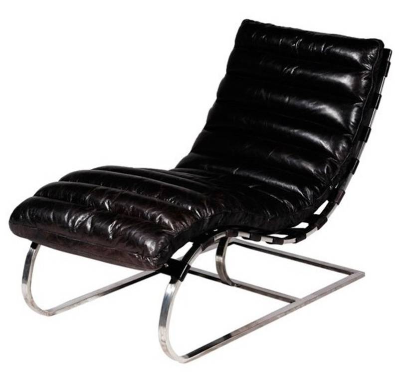 Casa Padrino Luxus Echtleder Vintage Liege / Sessel Schwarz - Leder Sessel Art Deco Lounge Relax Sessel Casa Padrino Luxus Echtleder Vintage Liege / Sessel Schwarz - Leder Sessel Art Deco Lounge Relax Sessel von Casa Padrino