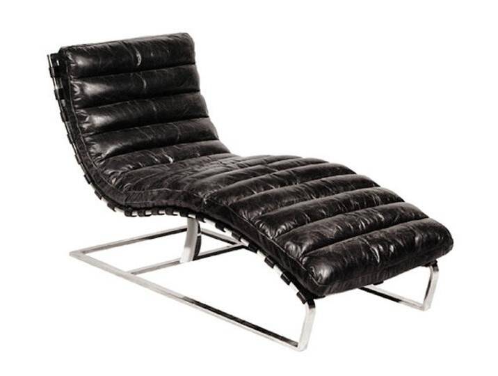 Casa Padrino Luxus Echtleder Vintage Oviedo Liege / Sessel Schwarz - Leder Sessel Art Deco Lounge Relax Sessel von Casa Padrino