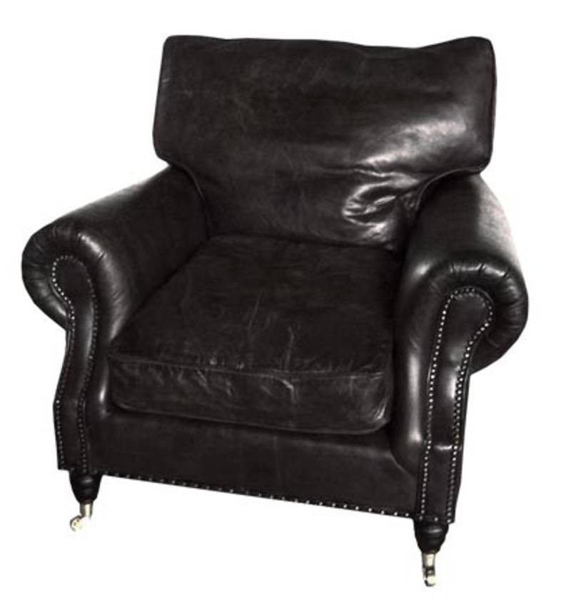 Casa Padrino Luxus Echtleder Vintage Sessel Schwarz - Leder Sessel Art Deco Lounge Casa Padrino Luxus Echtleder Vintage Sessel Schwarz - Leder Sessel Art Deco Lounge von Casa Padrino