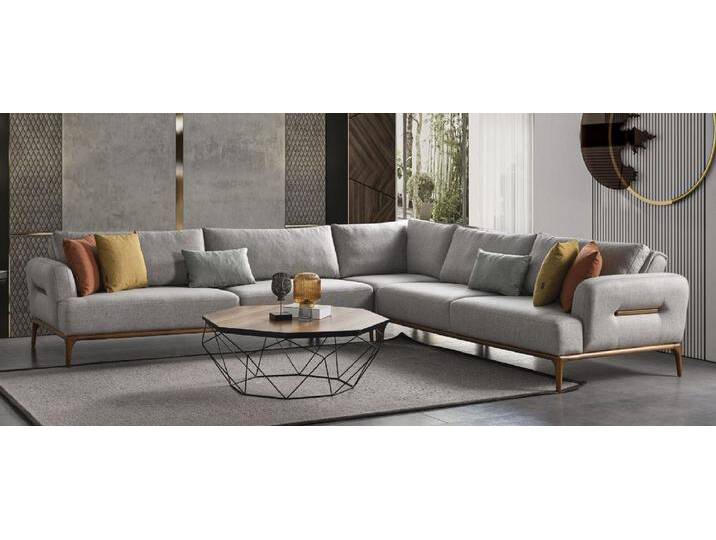 Casa Padrino Luxus Ecksofa mit verstellbaren Rückenlehnen Grau / Braun 325 x 295 x H. 97 cm - Wohnzimmer Sofa mit Schlaffunktion - Wohnzimmer Möbel - Luxus Möbel - Luxus Einrichtung von Casa Padrino