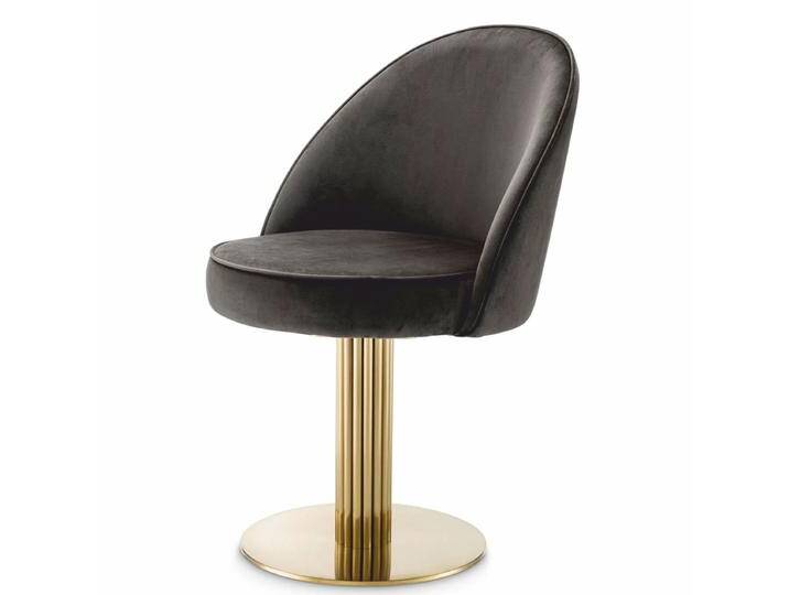 Casa Padrino Luxus Esszimmer Stuhl Grau / Messing H.85 cm - Drehstuhl - Esszimmer Möbel von Casa Padrino