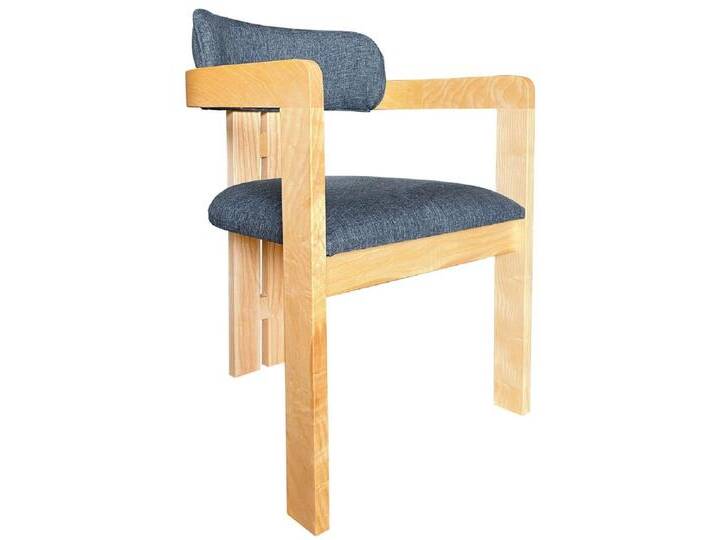 Casa Padrino Luxus Esszimmer Stuhl mit Armlehnen Blau / Naturfarben 56 x 54 x H. 82 cm - Massivholz Küchen Stuhl - Esszimmer Möbel - Restaurant Möbel - Massivholz Möbel - Luxus Möbel von Casa Padrino