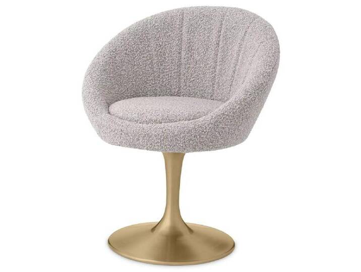 Casa Padrino Luxus Esszimmerstuhl Grau / Messing 67 x 57 x H. 78,5 cm - Drehstuhl im 60er Jahre Design - Esszimmer Möbel - Luxus Möbel - Luxus Einrichtung - Esszimmer Einrichtung von Casa Padrino