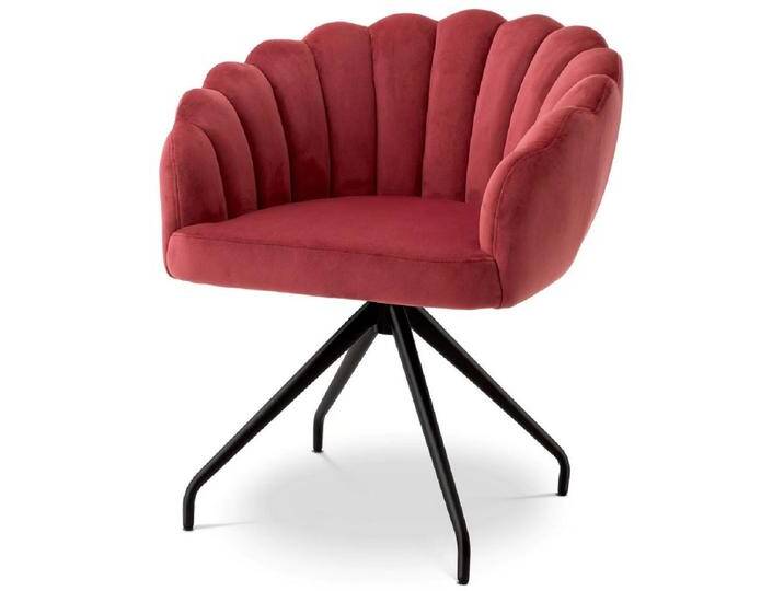 Casa Padrino Luxus Esszimmerstuhl Rot / Schwarz 65,5 x 64 x H. 78,5 cm - Drehstuhl mit edlem Samtsoff - Esszimmer Möbel - Luxus Möbel - Luxus Einrichtung - Esszimmer Einrichtung von Casa Padrino