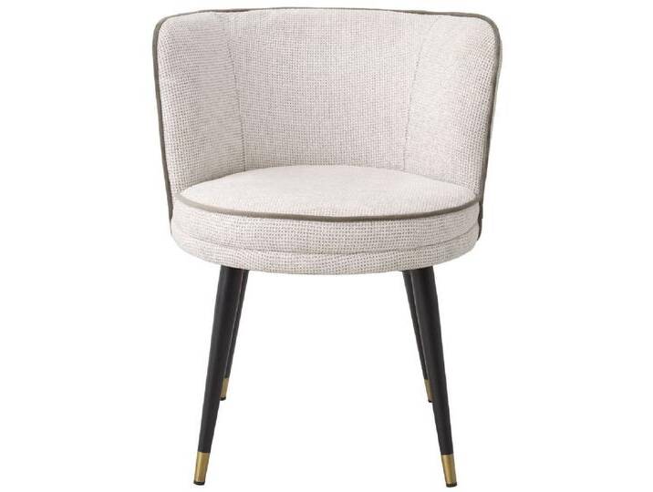 Casa Padrino Luxus Esszimmerstuhl Weiß / Grau / Schwarz / Messingfarben 62 x 62 x H. 76 cm - Drehbarer Küchenstuhl - Drehstuhl - Vintage Retro Stuhl - Esszimmermöbel von Casa Padrino