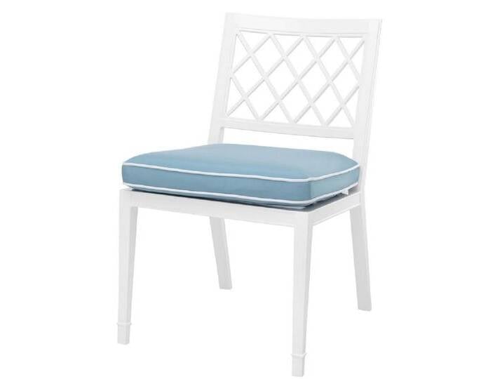 Casa Padrino Luxus Esszimmerstuhl Weiß / Hellblau 53 x 66 x H. 87 cm - Aluminium Küchenstuhl mit Kissen - Esszimmermöbel Casa Padrino Luxus Esszimmerstuhl Weiß / Hellblau 53 x 66 x H. 87 cm - Aluminium Küchenstuhl mit Kissen - Esszimmermöbel von Casa Padrino