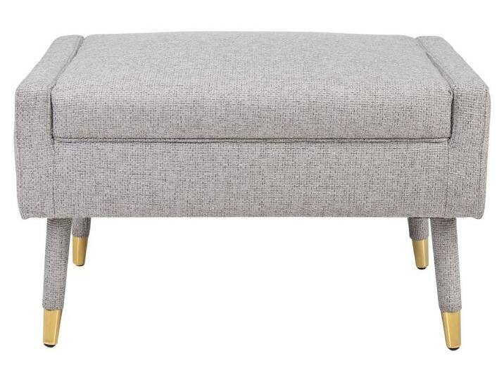 Casa Padrino Luxus Fußhocker Grau / Gold 76 x 62 x H. 46 cm - Wohnzimmer Hocker im Neoklassichen Stil - Designer Wohnzimmermöbel von Casa Padrino