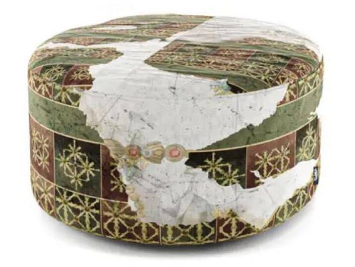 Casa Padrino Luxus Fußhocker Grün / Mehrfarbig Ø 75 x H. 30 cm - Runder Samt Hocker - Wohnzimmer Möbel - Hotel Möbel - Luxus Möbel - Luxus Einrichtung von Casa Padrino