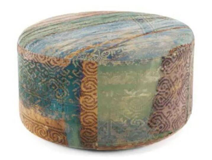 Casa Padrino Luxus Fußhocker Mehrfarbig Ø 75 x H. 30 cm - Runder Samt Hocker - Wohnzimmer Möbel - Hotel Möbel - Luxus Möbel - Luxus Einrichtung von Casa Padrino