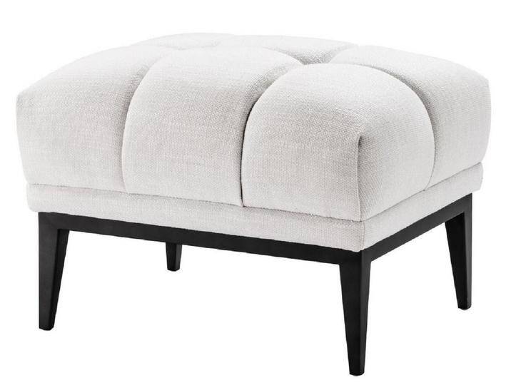 Casa Padrino Luxus Fußhocker Weiß / Schwarz 65 x 53 x H. 44 cm - Rechteckiger Hocker mit Edelstahl Beinen - Wohnzimmer Möbel von Casa Padrino