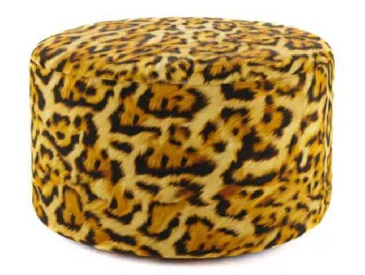 Casa Padrino Luxus Fußhocker mit Leopard Muster Ø 75 x H. 30 cm - Runder Samt Hocker - Wohnzimmer Möbel - Hotel Möbel - Luxus Möbel - Luxus Einrichtung von Casa Padrino