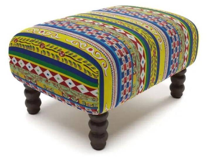 Casa Padrino Luxus Fußhocker mit Streifen Mehrfarbig / Schwarz 77 x 55 x H. 45 cm - Rechteckiger Samt Hocker - Wohnzimmer Möbel - Hotel Möbel - Luxus Möbel - Luxus Einrichtung Casa Padrino Luxus Fußhocker mit Streifen Mehrfarbig / Schwarz 77 x 55 x H. 45 cm - Rechteckiger Samt Hocker - Wohnzimmer Möbel - Hotel Möbel - Luxus Möbel - Luxus Einrichtung von Casa Padrino