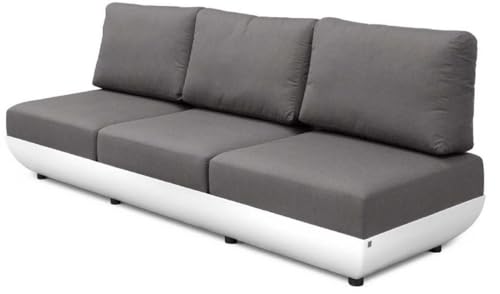 Casa Padrino Luxus Gartensofa Matt Weiß/Dunkelgrau 250 x 95 x H. 90 cm - Wetterbeständiges Garten Terrassen Sofa mit verstellbaren Rückenlehnen - Hotel Möbel - Luxus Qualität von Casa Padrino