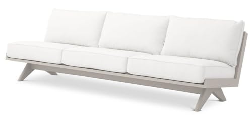 Casa Padrino Luxus Gartensofa Weiß/Sandfarben 230 x 88 x H. 76 cm - Wetterbeständiges Garten Terrassen Sofa - Hotel Möbel - Luxus Qualität von Casa Padrino