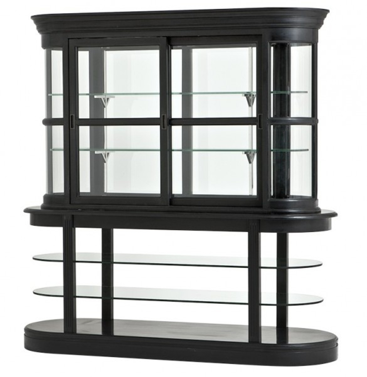 Casa Padrino Luxus Glas Vitrinen Schrank Schwarz Massivholz Birmingham Wohnzimmer Schrank Barock Jugendstil Rokoko Vitrine Ladeneinrichtung von Casa Padrino