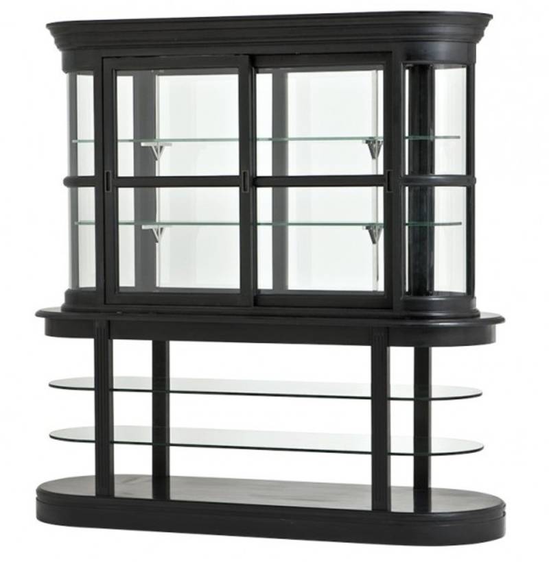 Casa Padrino Luxus Glas Vitrinen Schrank Schwarz Massivholz Birmingham Wohnzimmer Schrank Barock Jugendstil Rokoko Vitrine Ladeneinrichtung von Casa Padrino