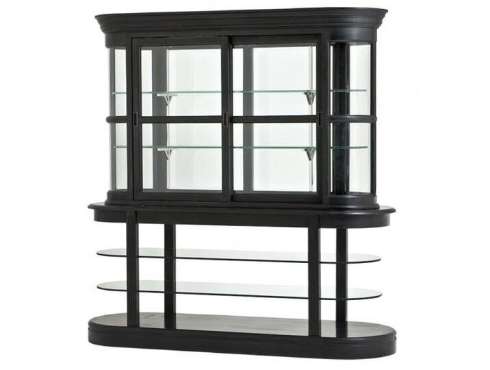 Casa Padrino Luxus Glas Vitrinen Schrank Schwarz Massivholz Birmingham Wohnzimmer Schrank Barock Jugendstil Rokoko Vitrine Ladeneinrichtung von Casa Padrino