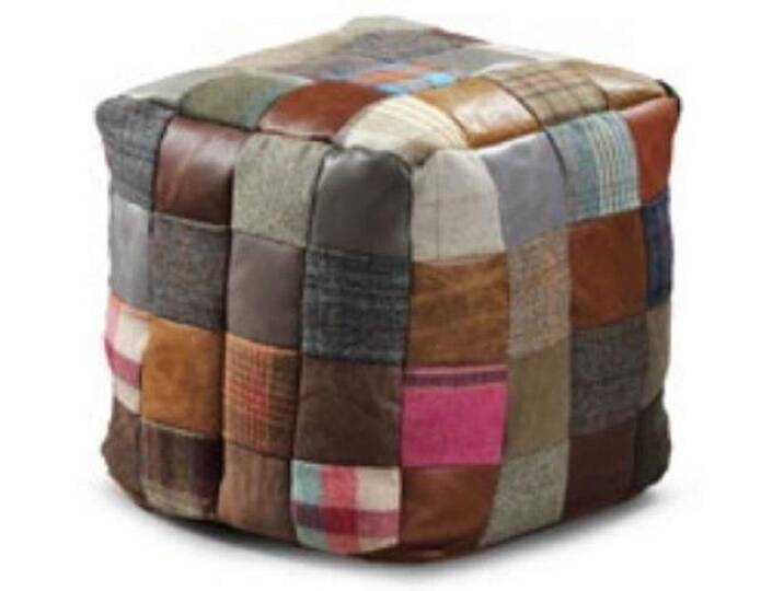 Casa Padrino Luxus Hocker Mehrfarbig 45 x 45 x H. 45 cm - Sitzhocker in Würfelform mit Echtleder - Fußhocker - Wohnzimmer Möbel von Casa Padrino