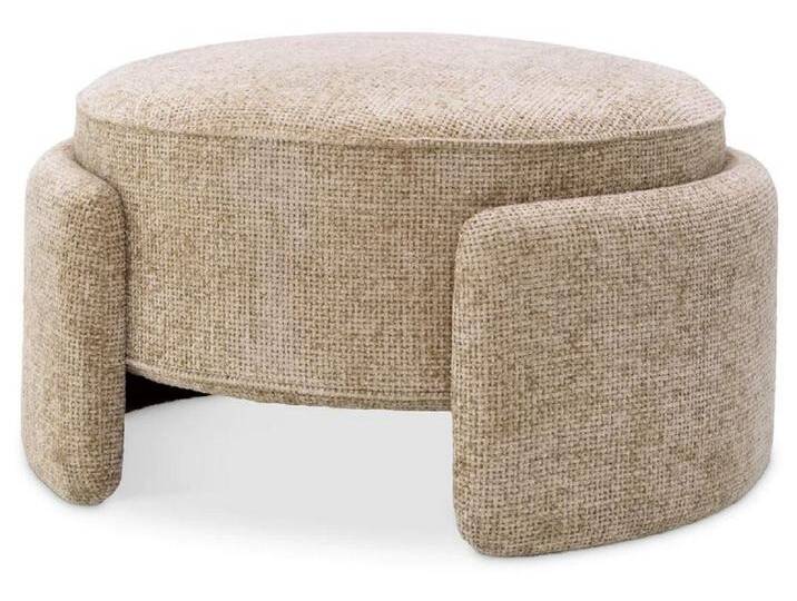 Casa Padrino Luxus Hocker Sandfarben Ø 73 x H. 38 cm - Runder Sitzhocker - Rundhocker - Fußhocker - Wohnzimmer Möbel - Hotel Möbel - Luxus Möbel von Casa Padrino