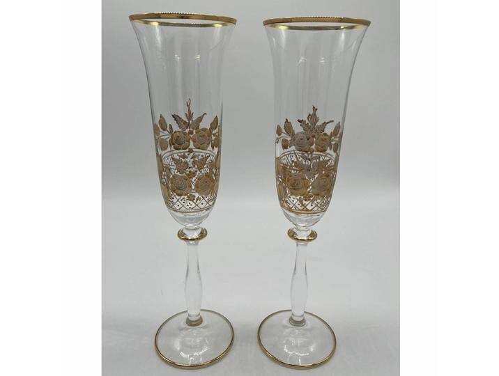 Casa Padrino Luxus Jugendstil Champagnerglas 2er Set Gold von Casa Padrino