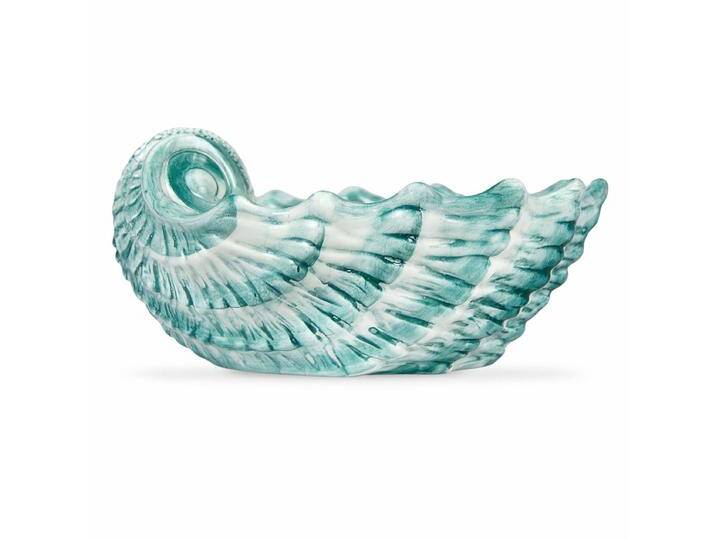 Casa Padrino Luxus Keramik Schüssel in Muschelform Grün / Weiß 37 cm - Made in Italy von Casa Padrino