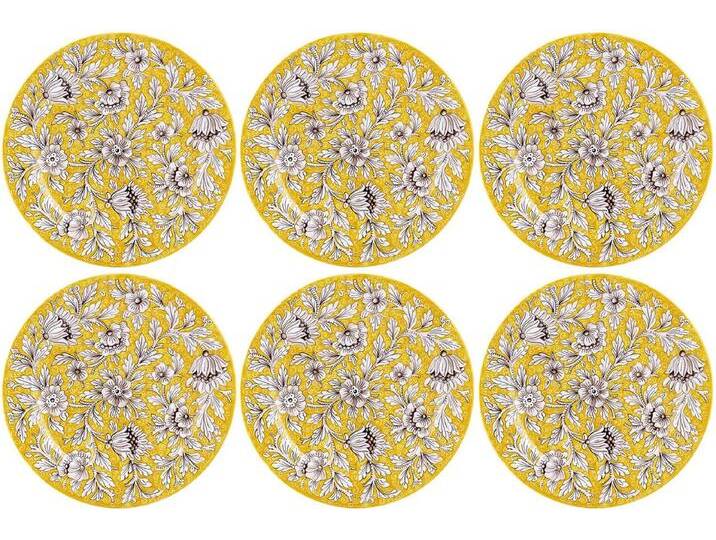 Casa Padrino Luxus Keramik Teller 6er Set Gelb Ø 32 cm - Made in Italy von Casa Padrino
