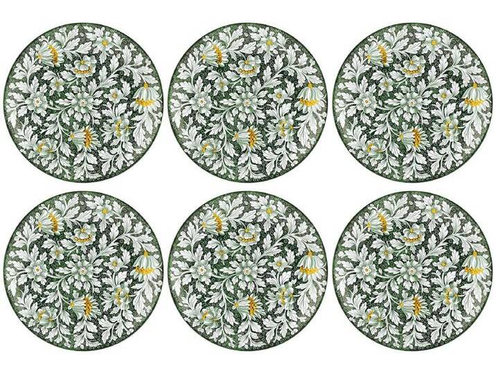 Casa Padrino Luxus Keramik Teller 6er Set Grün / Mehrfarbig Ø 40 cm - Handgefertigte & handbemalte Essteller mit Blumendesign - Hotel & Restaurant Accessoires - Luxus Qualität - Made in Italy von Casa Padrino