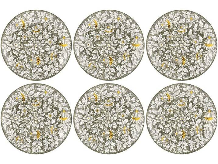 Casa Padrino Luxus Keramik Teller 6er Set Olivgrün / Mehrfarbig Ø 40 cm - Handgefertigte & handbemalte Essteller mit Blumendesign - Hotel & Restaurant Accessoires - Luxus Qualität - Made in Italy von Casa Padrino