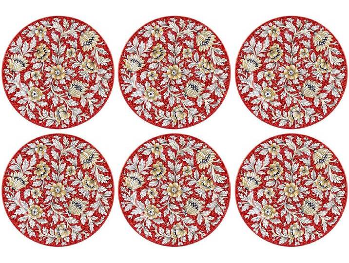 Casa Padrino Luxus Keramik Teller 6er Set Rot Ø 32 cm - Made in Italy von Casa Padrino
