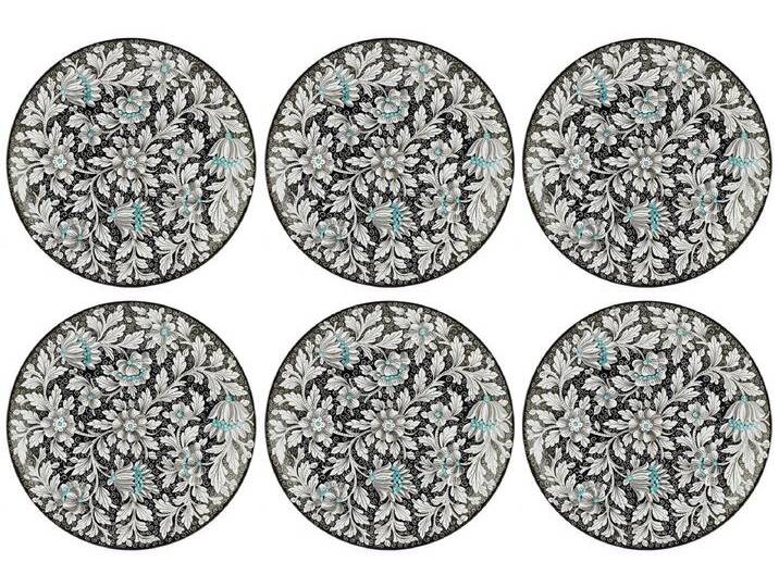 Casa Padrino Luxus Keramik Teller 6er Set Schwarz / Mehrfarbig Ø 40 cm - Handgefertigte & handbemalte Essteller mit Blumendesign - Hotel & Restaurant Accessoires - Luxus Qualität - Made in Italy von Casa Padrino