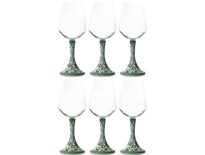 Casa Padrino Luxus Keramik Weinglas 6er Set Grün / Mehrfarbig H. 23,5 cm - Handgefertigte & handbemalte Weingläser - Hotel & Restaurant Accessoires - Luxus Qualität - Made in Italy von Casa Padrino