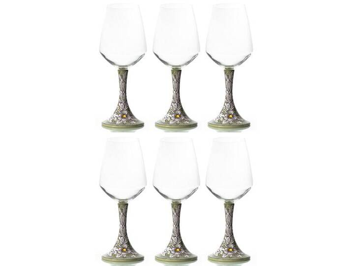 Casa Padrino Luxus Keramik Weinglas 6er Set Olivgrün / Mehrfarbig H. 23,5 cm - Handgefertigte & handbemalte Weingläser - Hotel & Restaurant Accessoires - Luxus Qualität - Made in Italy von Casa Padrino