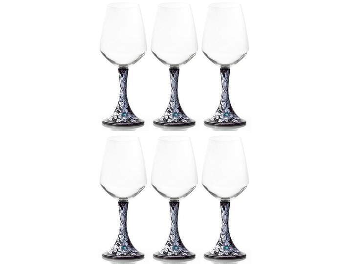 Casa Padrino Luxus Keramik Weinglas 6er Set Schwarz / Mehrfarbig H. 23,5 cm - Handgefertigte & handbemalte Weingläser - Hotel & Restaurant Accessoires - Luxus Qualität - Made in Italy von Casa Padrino