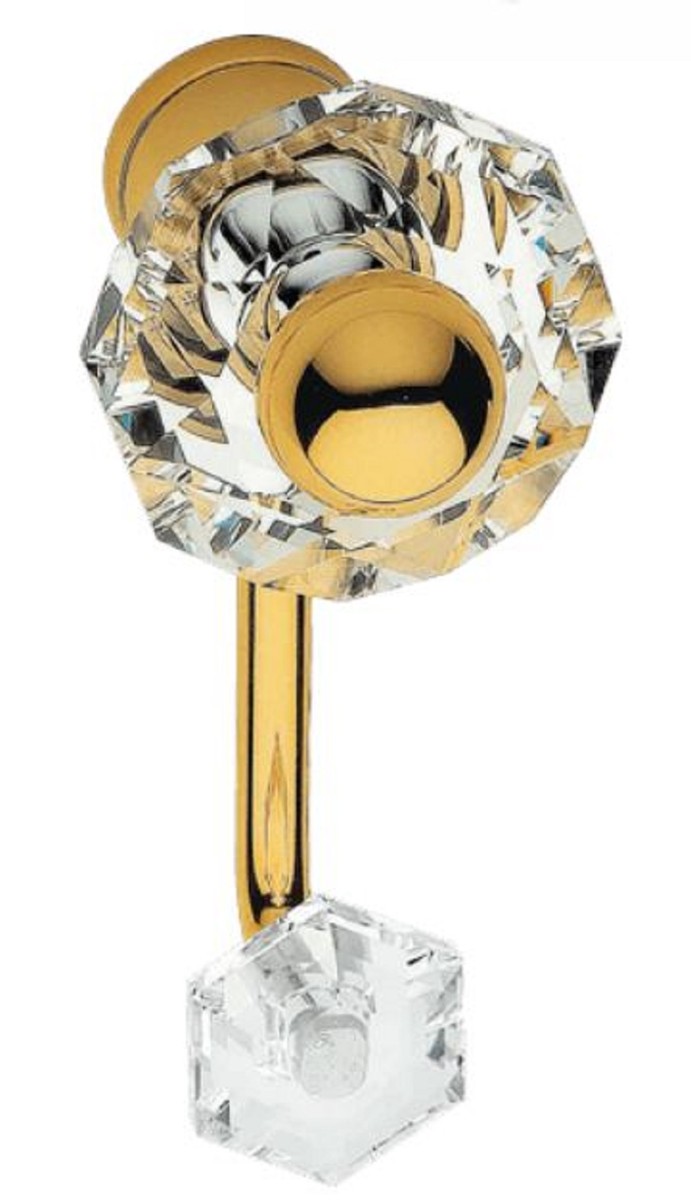 Casa Padrino Luxus Kleiderhaken Set Gold 5 x 12 cm - Messing Kleiderhaken mit Swarovski Kristallglas von Casa Padrino