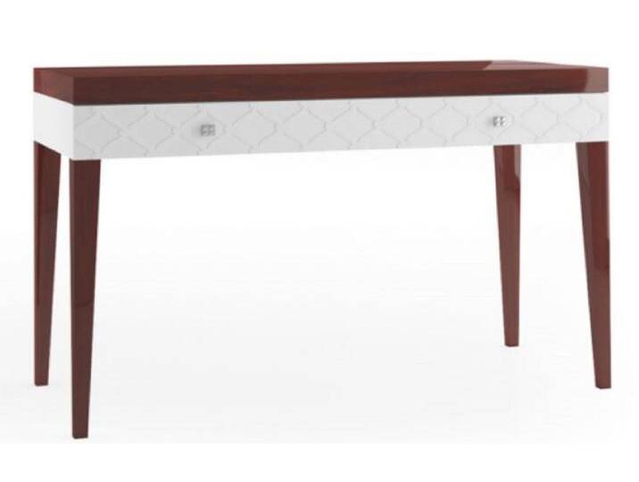 Casa Padrino Luxus Konsolentisch mit Schublade Hochglanz Braun / Weiß 111,2 x 45 x H. 83 cm - Luxus Möbel von Casa Padrino