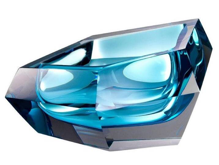 Casa Padrino Luxus Kristallglas Schüssel Blau 22 x 14 x H. 10,5 cm - Designer Deko Schüssel - Deko Accessoires von Casa Padrino