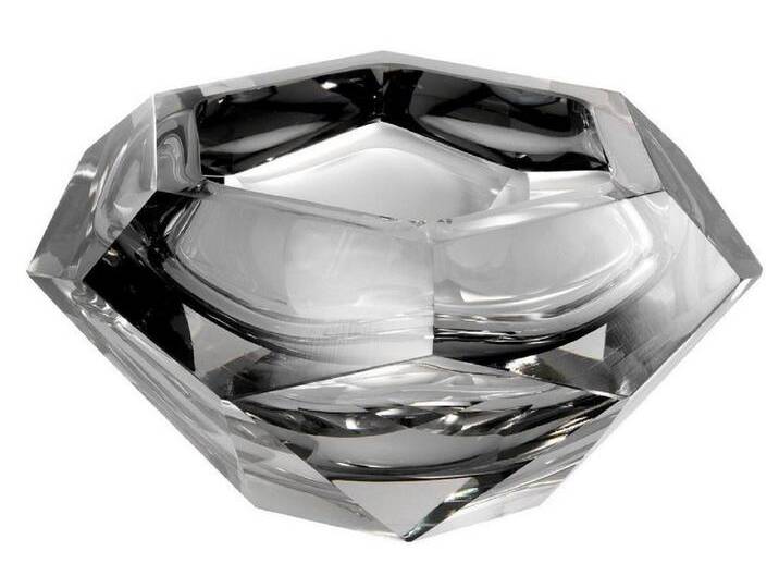 Casa Padrino Luxus Kristallglas Schüssel Grau 20 x 20 x H. 9,5 cm - Sechseckige Deko Schüssel - Luxus Accessoires von Casa Padrino