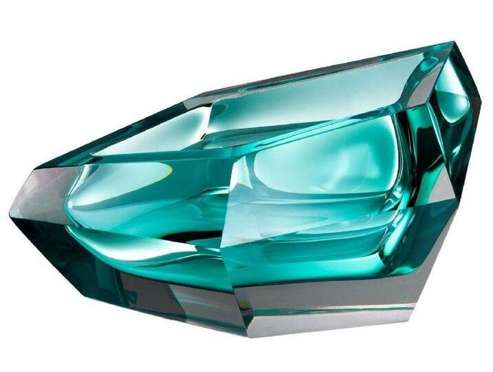 Casa Padrino Luxus Kristallglas Schüssel Türkis 22 x 14 x H. 10,5 cm - Designer Deko Schüssel - Deko Accessoires von Casa Padrino