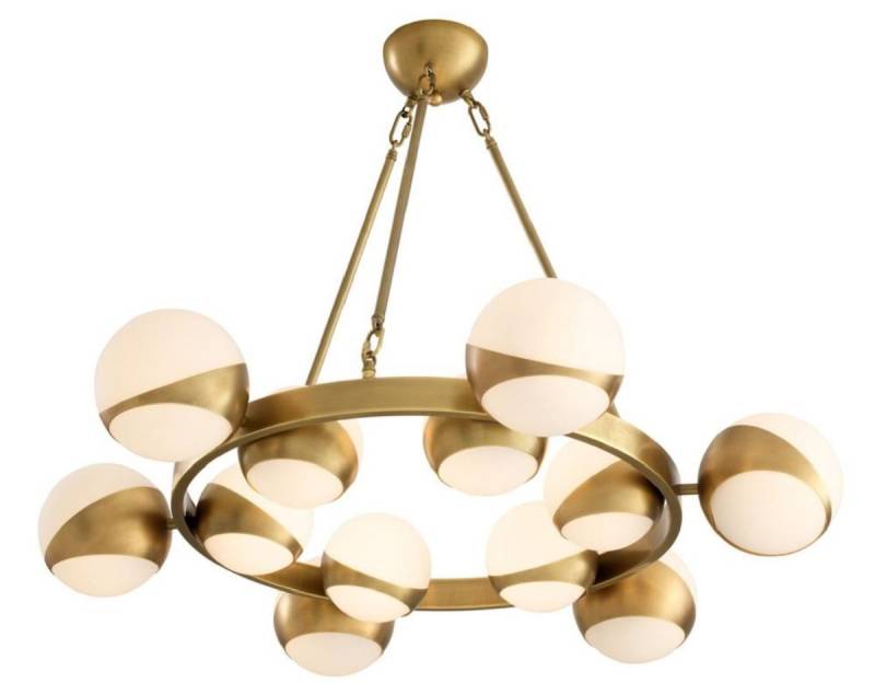 Casa Padrino Luxus Kronleuchter Antik Messingfarben / Weià à 96 x H. 73 cm - Luxus Möbel Casa Padrino Luxus Kronleuchter Antik Messingfarben / Weià à 96 x H. 73 cm - Luxus Möbel von Casa Padrino