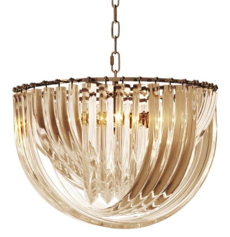 Casa Padrino Luxus Kronleuchter Champagnerfarben / Antik Messing à 50 x H. 33 cm - Luxus Kollektion Casa Padrino Luxus Kronleuchter Champagnerfarben / Antik Messing à 50 x H. 33 cm - Luxus Kollektion von Casa Padrino